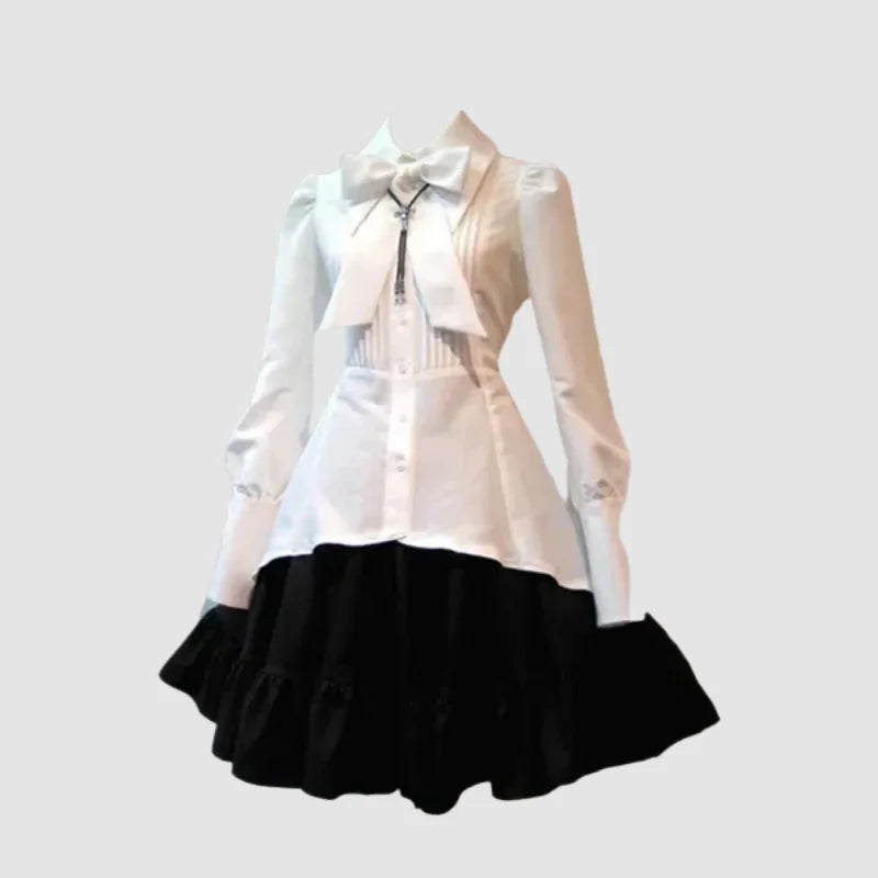 Elegantes Gothic-Lolita-Kleid - Schwarz und Weiß