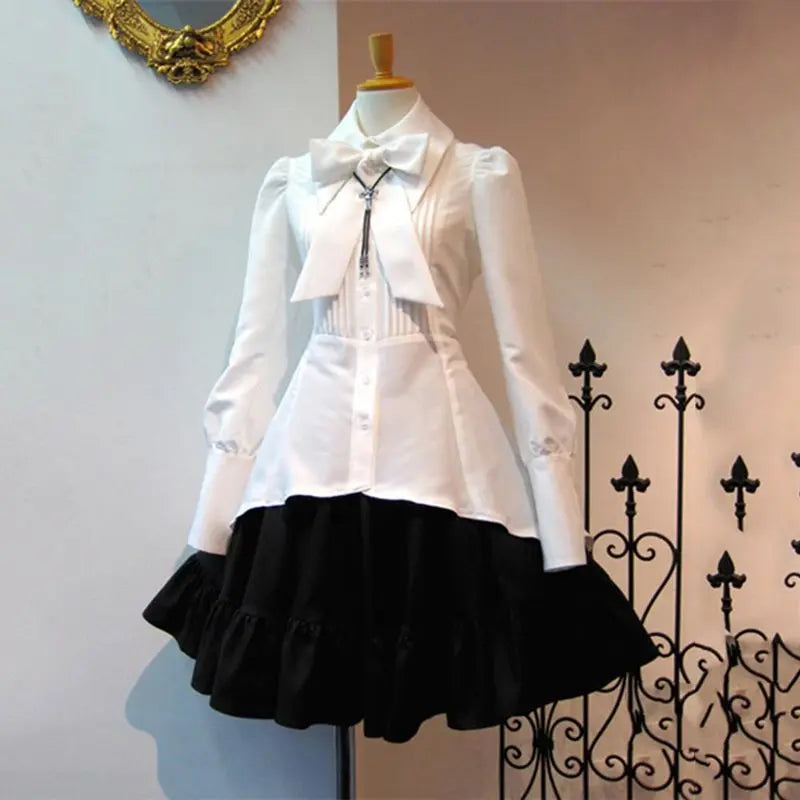 Elegantes Gothic-Lolita-Kleid - Schwarz und Weiß