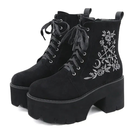 Gothic-Schuhe aus Wildleder - Schwarz