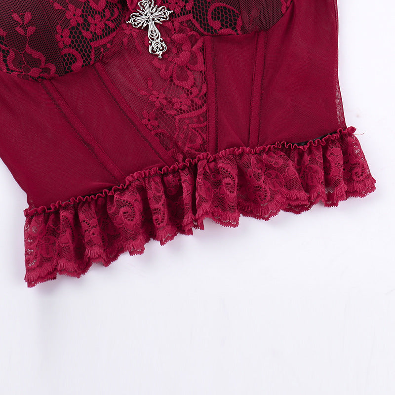 Haut vintage rouge