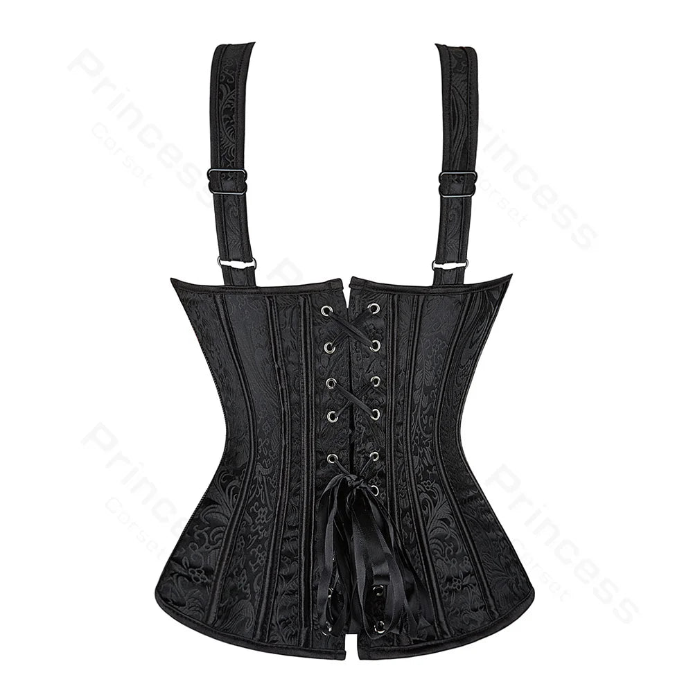 Corset femme - fleur noire