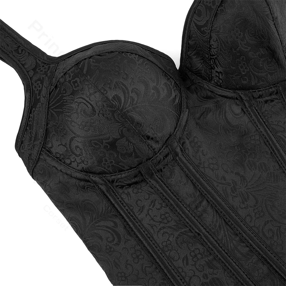 Corset femme - fleur noire