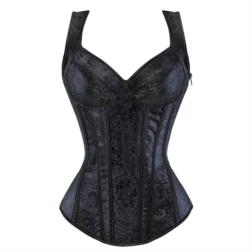 Corset femme - fleur noire