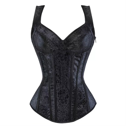 Corset femme - fleur noire